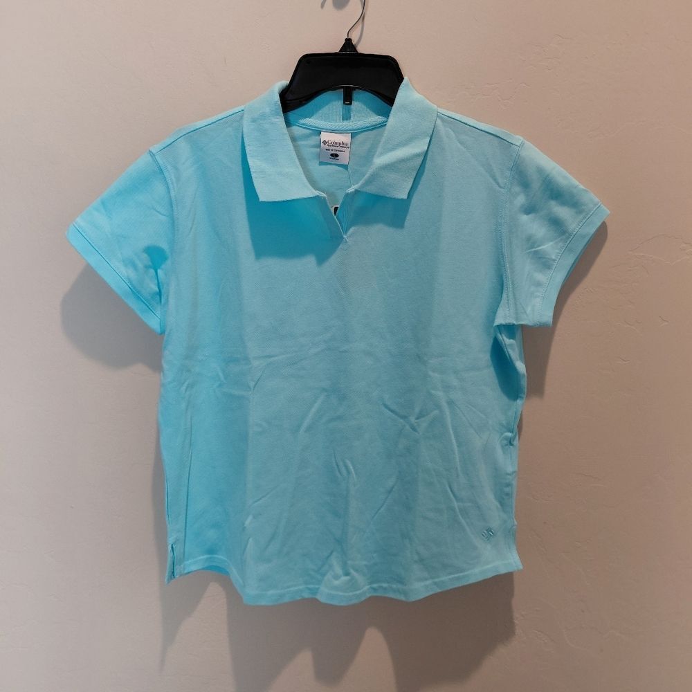 Columbia Women's Short Sleeve Polo Light Blue Size Large NWT